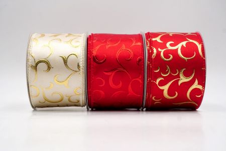 Metallic Foil Scroll Wired Ribbon - Metallic Foil Scroll Wired Ribbon
